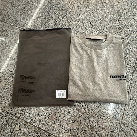 Essentials Short-Sleeve Logo Tee in Taupe with Black Print - Picture 5 of 6